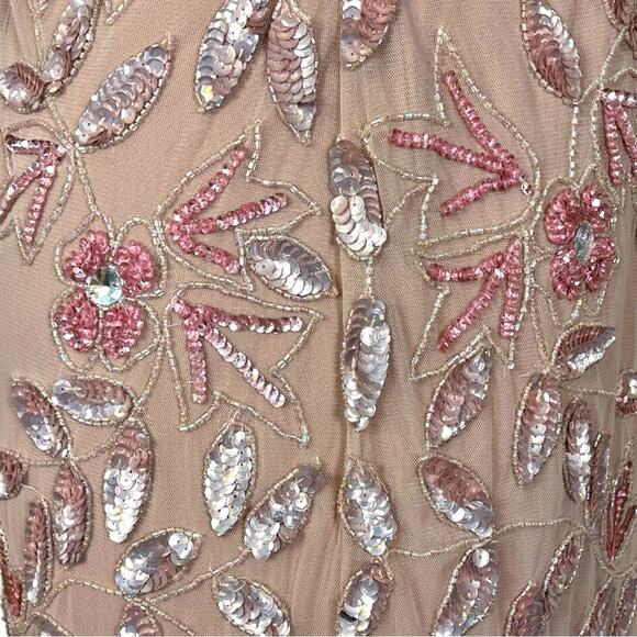 Adrianna Papell New Gown Beaded Sequin Godet Pleats Blush Pink Women’s Size 20 - Picture 11 of 15